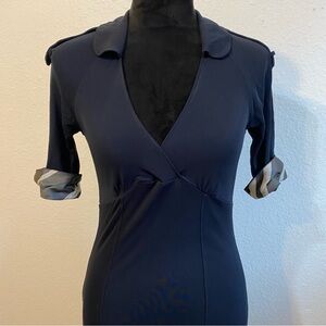 Burberry Navy Blue Midi Dress